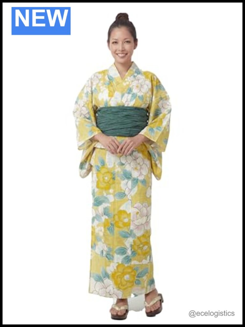 Women's Japanese Yukata Set with Wrap Skirt and Obi Belt - 100% Cotton